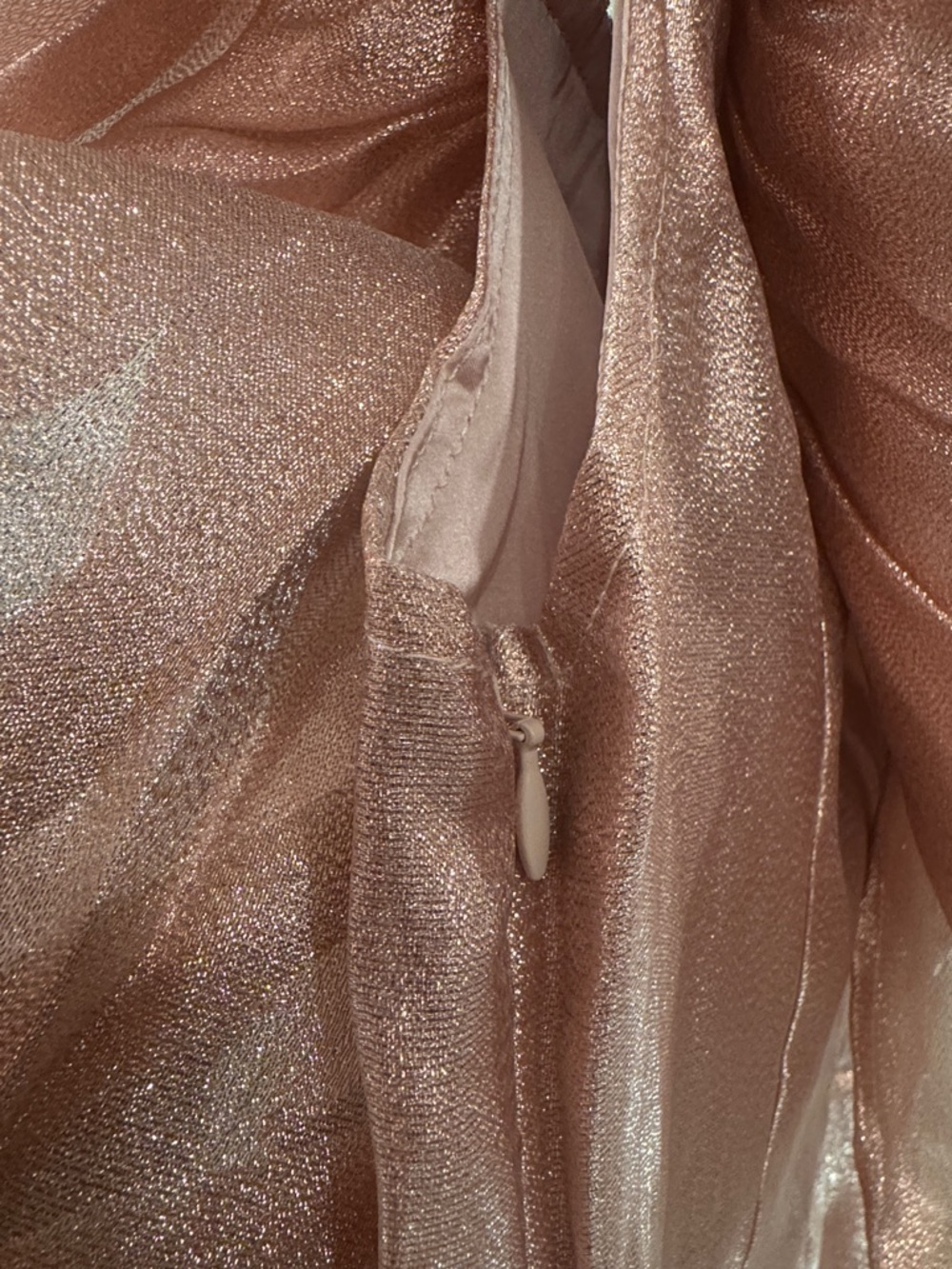 Off-Shoulder Pink Metallic Ruffle Mini Dress XS - Picture 3 of 4